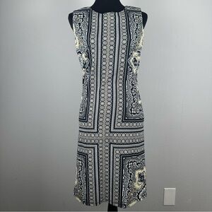 J McLaughlin Sophia Sleeveless Catalina Sheath Stretch Geometric Dress Sz Medium